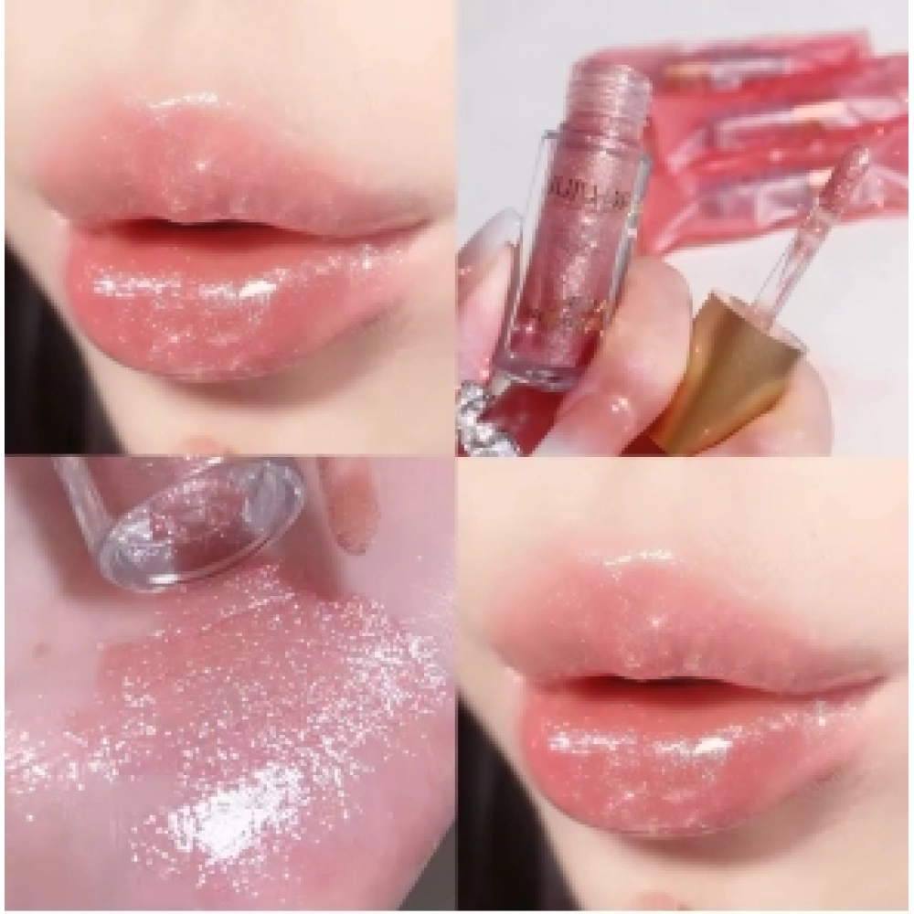 Sweet sparkling lip glaze mirror lip shine light lip gloss transparent lip gloss water gloss pure desire