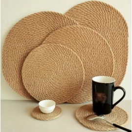 Japanese Style Jute Placemat Hand-woven Cotton Rope Dining Table Mat Insulation Pad Disc Bowl Pads Pot Holder Drink Cup Coaster